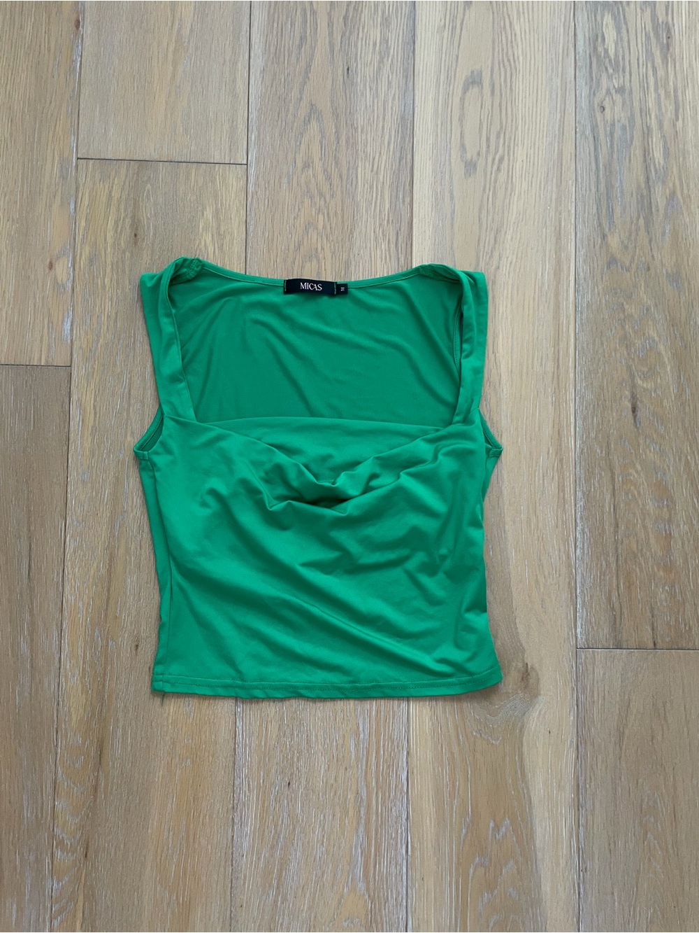 Green Square-Neck Sleeveless Top